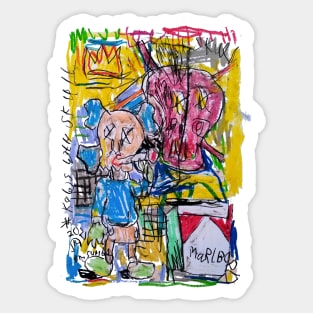 Mickey Kaws Love Skull Sticker